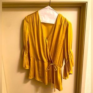 Sweet Grey Satin Golden Peplum Blouse